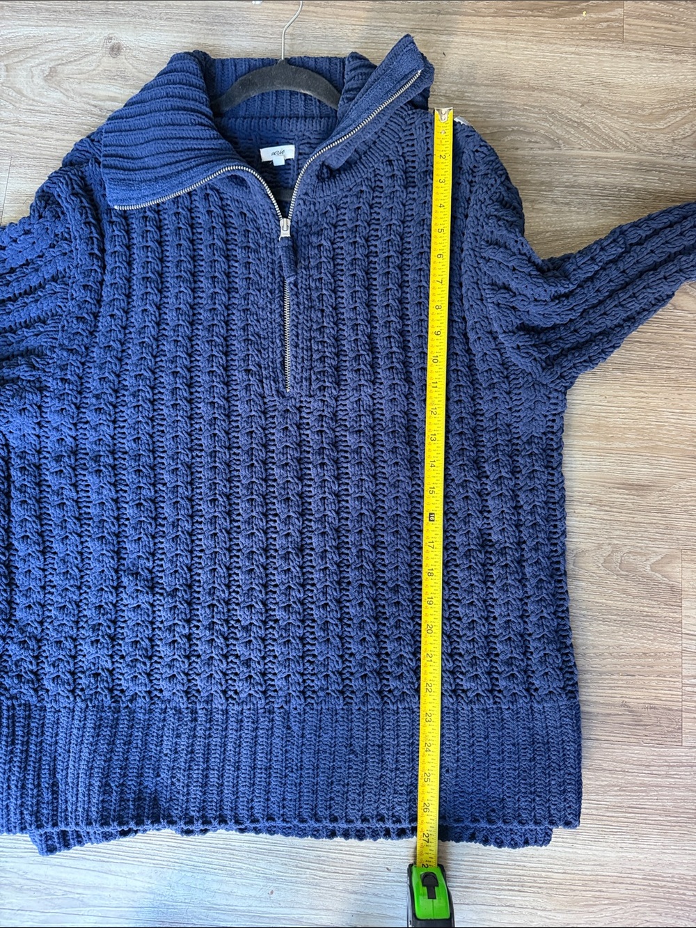 Aerie Navy Half-Zip Cable Knit Chunky Sweater Size: M - Picture 9 of 9